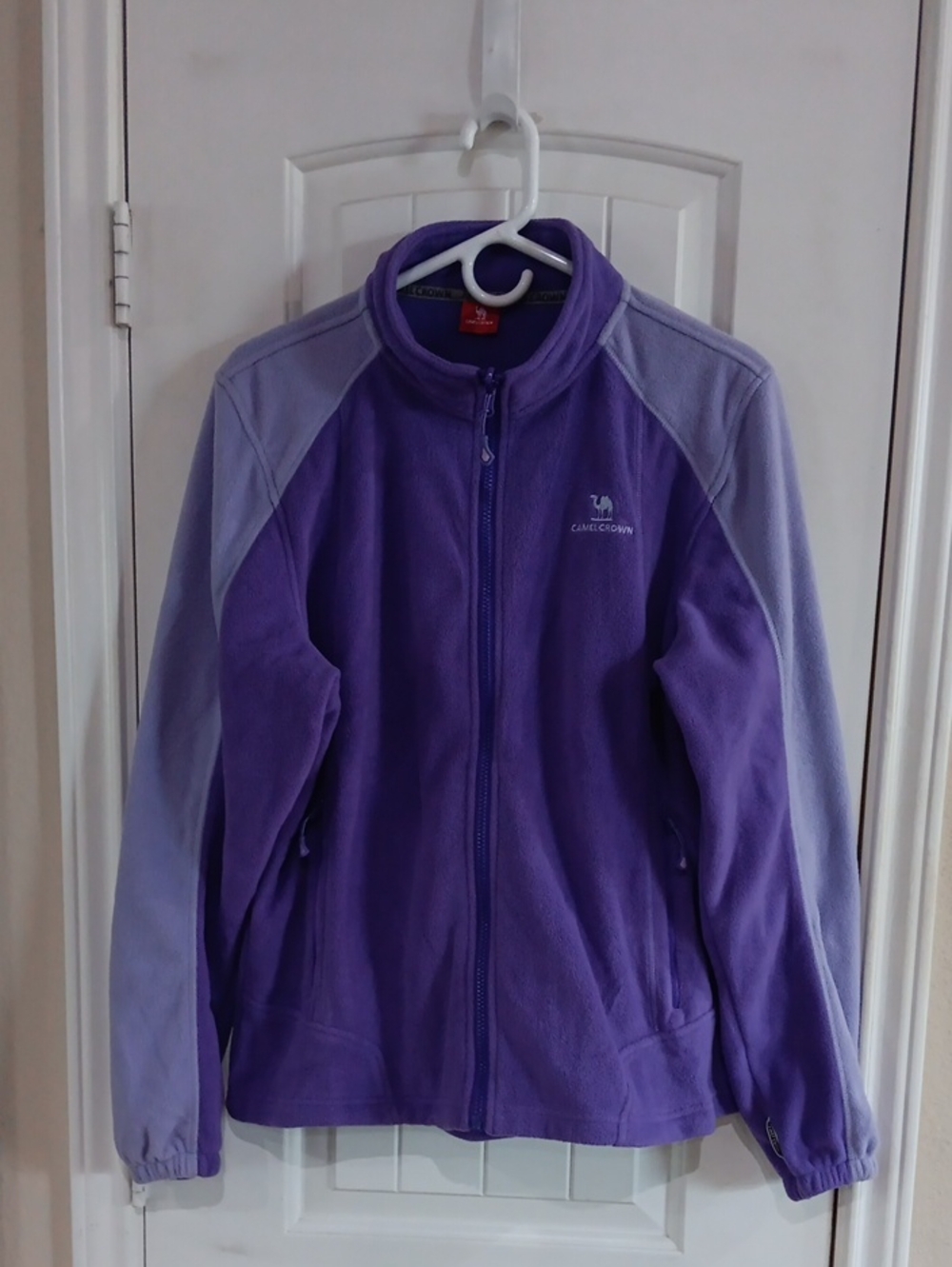 Camel Crown Women's Purple Colorblock Full Zip Polar Fleece Jacket Liner US XL